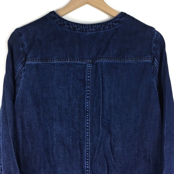 FREE PEOPLE Denim Tunic Top Jean Dress Neapolitan Dreams Lace Up Long Sleeve S - Picture 6 of 13